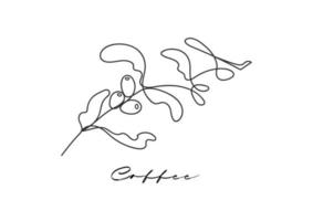 Coffee plant single line on white background. Outline minimal drawing. vector