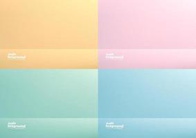 Set of studio room pastel color background used for Display your products. Yellow, Pink, Green, blue background. vector
