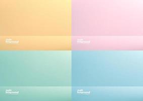 Set of studio room pastel color background used for Display your products. Yellow, Pink, Green, blue background. vector