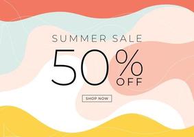 Minimal summer sale 50 percent off banner template design. vector