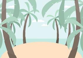 Tropical island with palm trees background. vector