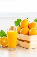 Fresh orange juice for drink in bottle glass photo