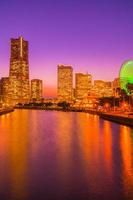 Yokohama city skyline at twilight, Yokohama, Japan photo