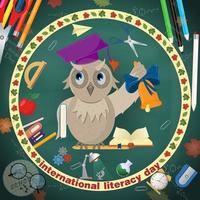 school theme design for international literacy day, back to school, flat style vector