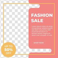 Creative Fashion sale promo social media post template design banner with pink color style. good for online business promotion vector