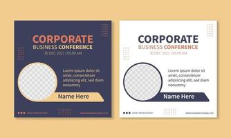 Set of corporate business conference social media post template banner design. online promotion advertising vector