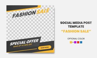 Creative Fashion sale promo social media post template design banner with black color style. good for online business promotion vector