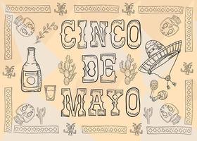 contour illustration poster design sticker with pattern frame Mexican theme for event decoration and backgrounds vector