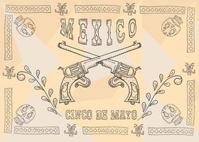 Pegatina de diseño de cartel con marco de patrón tema mexicano para decoración y fondos de eventos vector