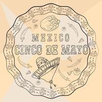 Ilustración de contorno pegatina de ornamento circular con calaveras tema mexicano para diseño de decoración y fondos vector