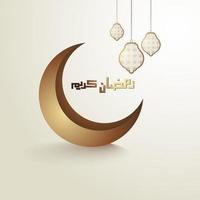 diseño de caligrafía islámica ramadan kareem con lujosa luna creciente vector