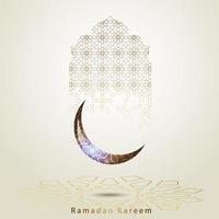 Ramadan Kareem Islamic Ramadan Kareem Calligraphy Design with luxurious crescent moon vector