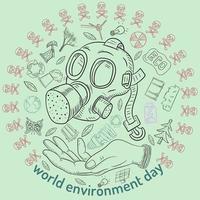 contour illustration for the design of various objects of human life, the theme for world environment day vector