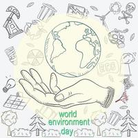 contour illustration for the design of various objects of human life, the theme for world environment day vector