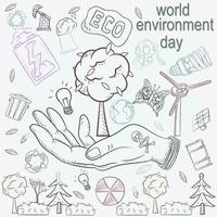 contour illustration for the design of various objects of human life, the theme for world environment day vector