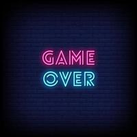 Game Over Neon Signs Style Text Vector
