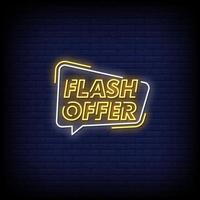 oferta flash letreros de neón estilo texto vector