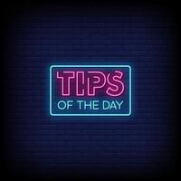 Tips Of the Day Neon Signs Style Text Vector