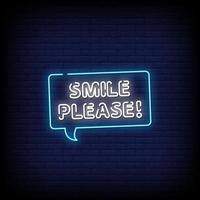 Smile Please Neon Signs Style Text Vector