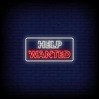 Help Wanted Neon Signs Style Text Vector