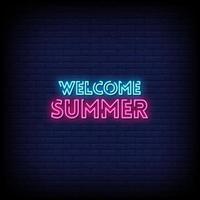 Welcome Summer Neon Signs Style Text Vector