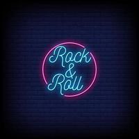 Rock and Roll Neon Signs Style Text Vector