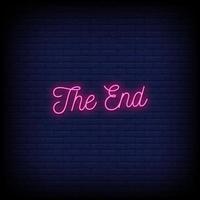 The End Neon Signs Style Text Vector