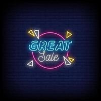 Great Sale Neon Signs Style Text Vector