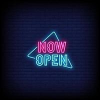 Now Open Neon Signs Style Text Vector