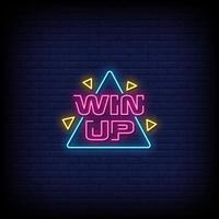 Win Up Neon Signs Style Text Vector