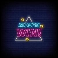 Mouth Win Neon Signs Style Text Vector