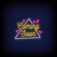 Coming Soon Neon Signs Style Text Vector