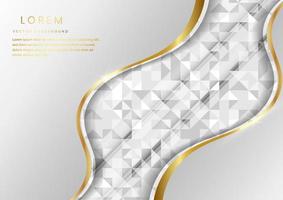 Abstract template curve white and gray color luxury  design with curve golden lines background with copy space for text. vector