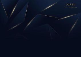 Abstract template dark blue geometric background with golden line. Luxury triangles pattern concept. vector