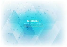Abstract white and blue hexagon pattern background. Medical and science concept and structure molecule and communication. vector