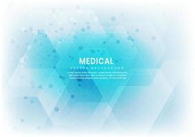 Abstract white and blue hexagon pattern background. Medical and science concept and structure molecule and communication. vector