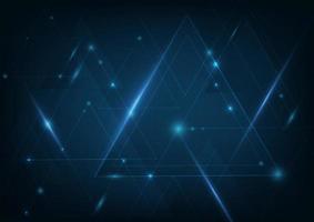 Abstract technology dark blue  triangles shape and lines background with lighting. vector