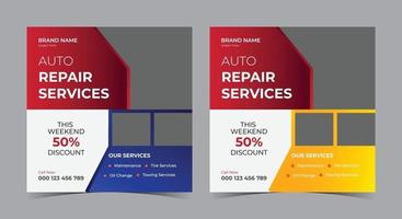 Auto Repair Services social media post and flyer vector