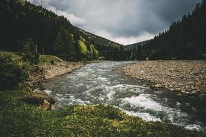 Mountain river with grass photo