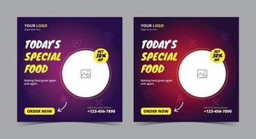 Today Special Food poster, food social media post and flyer vector