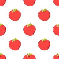 Ripe red tomato on a white background. Vector seamless pattern