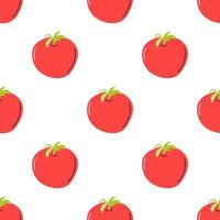 Ripe red tomato on a white background. Vector seamless pattern