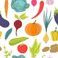 Vector Vegetable seamless pattern on a white background