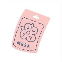 Pink packaging of a cosmetic face mask on a white background. Vector flat image isolated on a white background