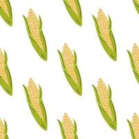 Corn on a white background. Vector seamless pattern