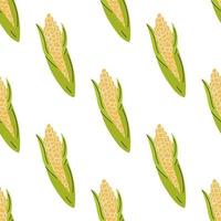 Corn on a white background. Vector seamless pattern