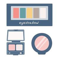 A set of eye shadows, cosmetics for makeup. Vector flat image on a white background