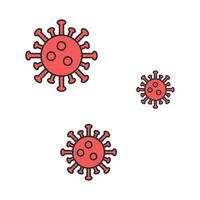 Coronavirus in a linear style in red on a white background. Vector image, icon