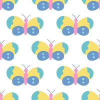 Colorful butterfly on a white background. Vector seamless pattern