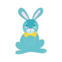 Bright cute Bunny on a white background. Vector flat illustration, postcard, poster